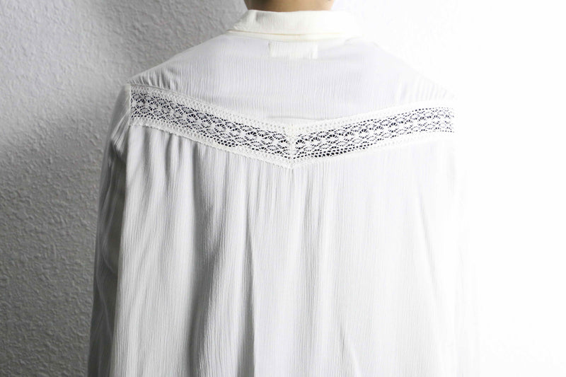 lace design drape rayon white shirt