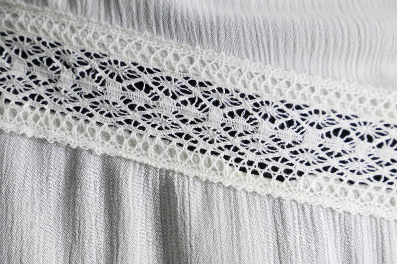 lace design drape rayon white shirt