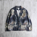 "CHICO'S" abstract botanical pattern easy tailored jacket