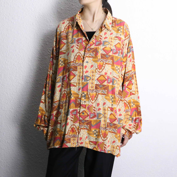 warm color rayon geometric patterns shirt