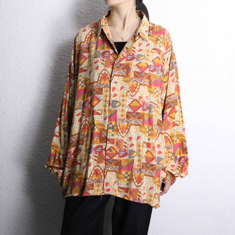 warm color rayon geometric patterns shirt