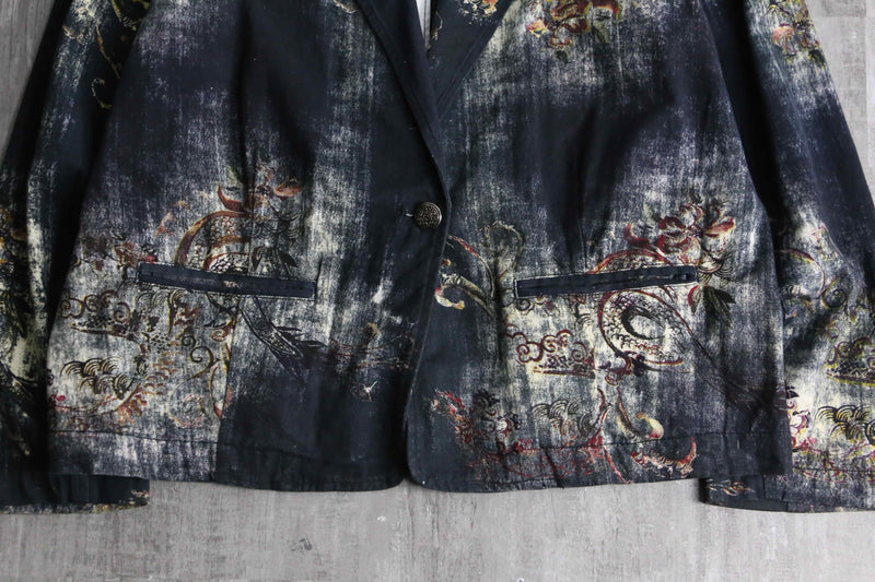 "CHICO'S" abstract botanical pattern easy tailored jacket