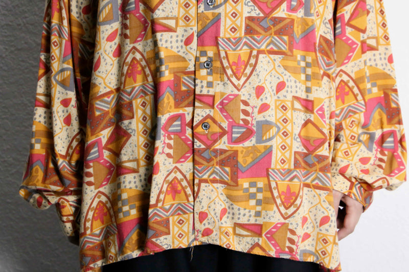 warm color rayon geometric patterns shirt