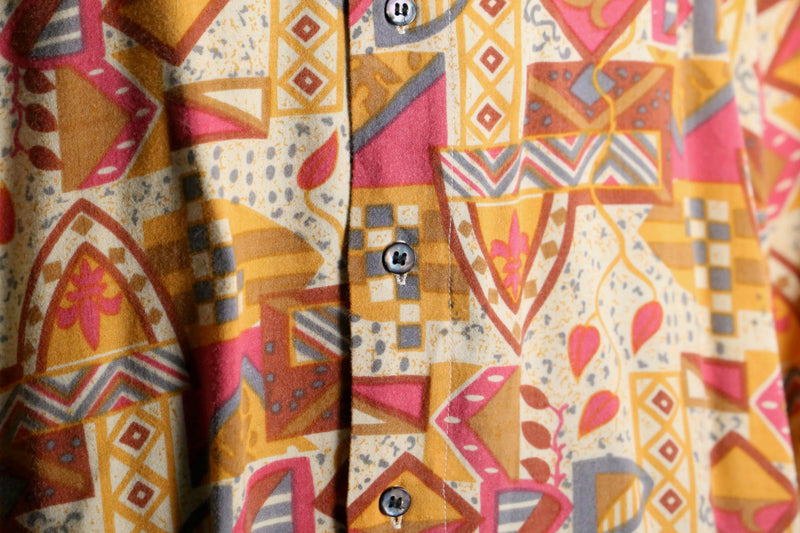warm color rayon geometric patterns shirt
