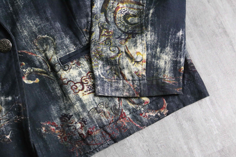 "CHICO'S" abstract botanical pattern easy tailored jacket