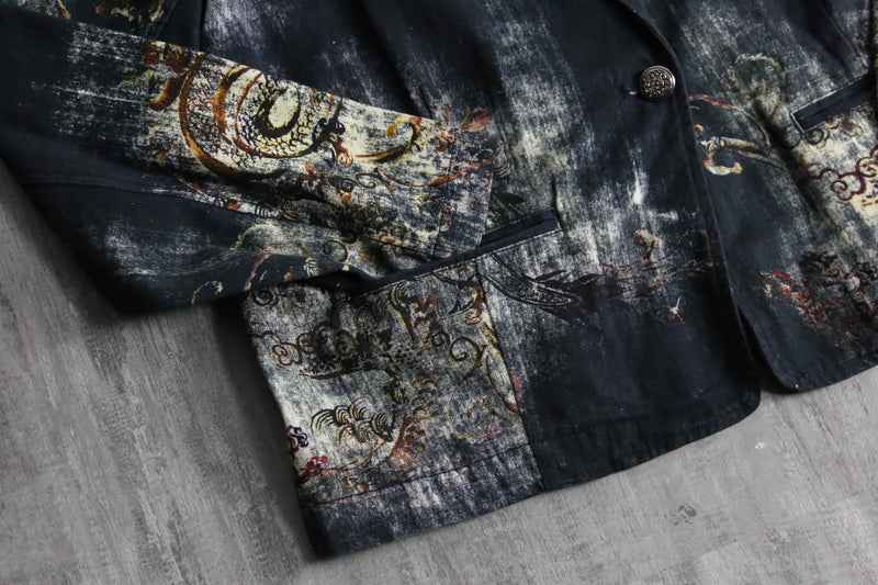 "CHICO'S" abstract botanical pattern easy tailored jacket