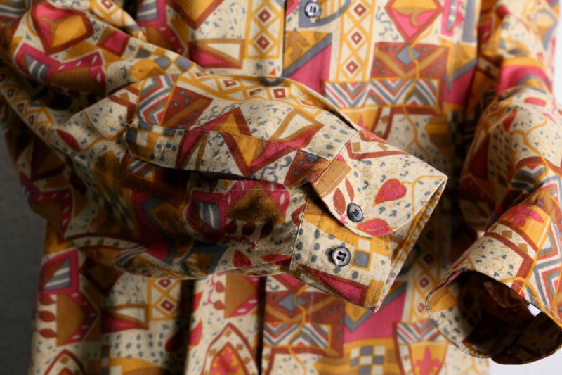 warm color rayon geometric patterns shirt