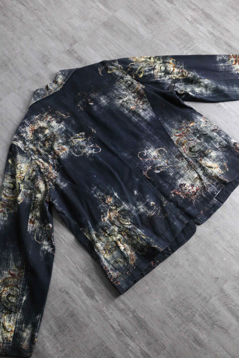 "CHICO'S" abstract botanical pattern easy tailored jacket