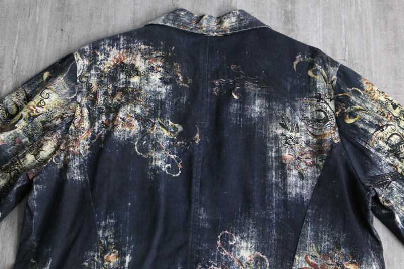"CHICO'S" abstract botanical pattern easy tailored jacket