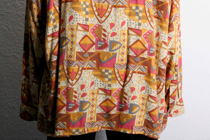 warm color rayon geometric patterns shirt