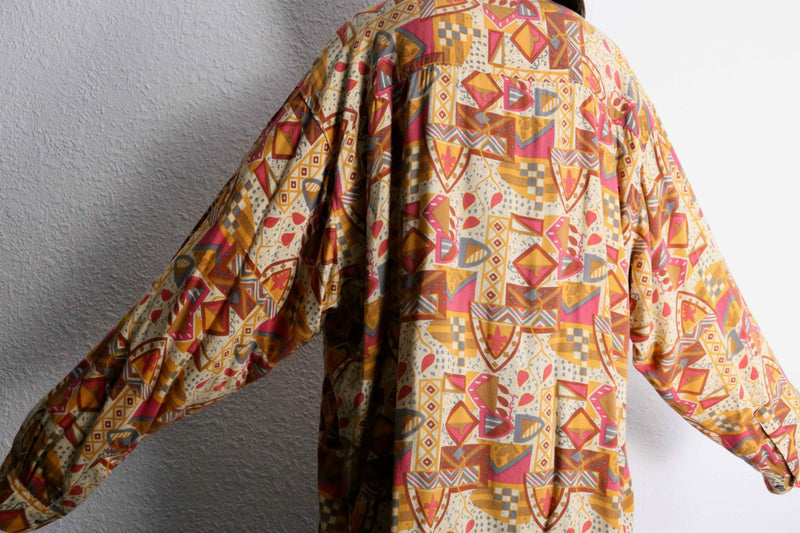 warm color rayon geometric patterns shirt