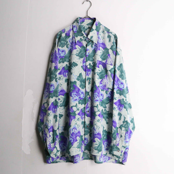 pastel gradation color flower pattern shirt