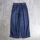 indigo color tencel baggy denim pants