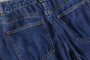 indigo color tencel baggy denim pants