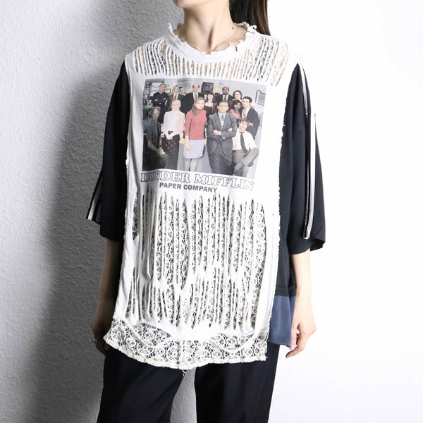 "Re:make" lace layered custom Tee