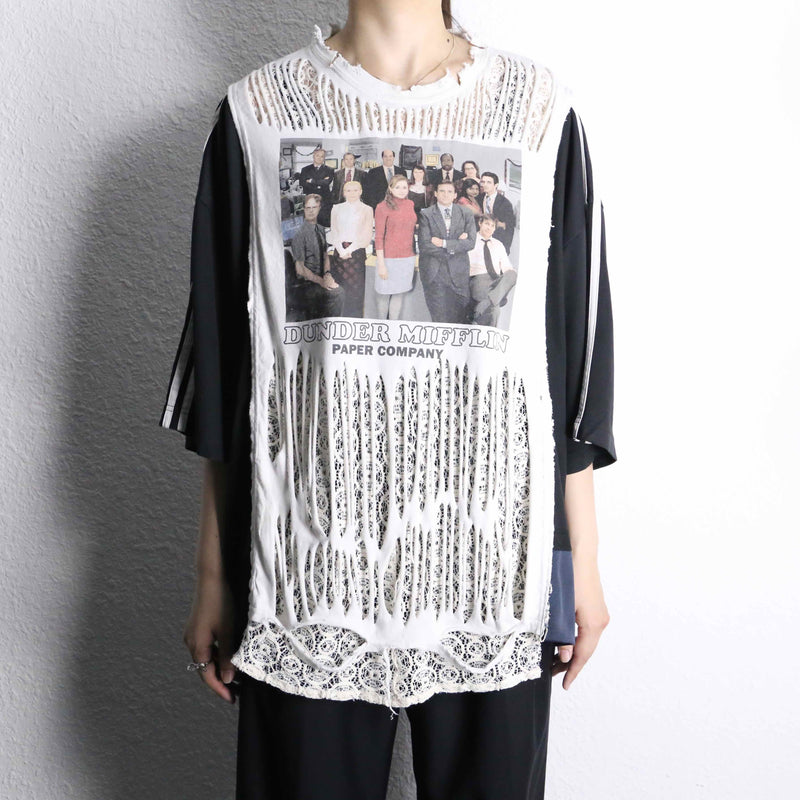 "Re:make" lace layered custom Tee