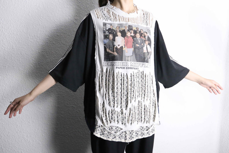 "Re:make" lace layered custom Tee