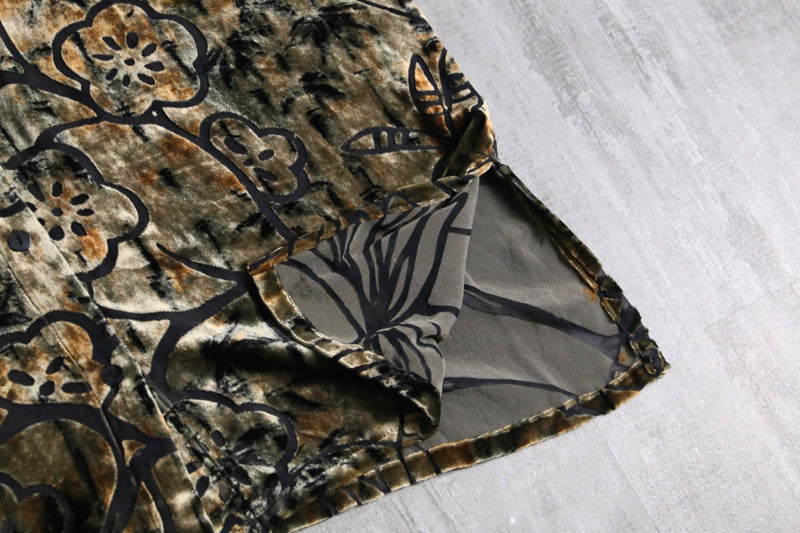 botanical design rayon silk velour sheer shirt