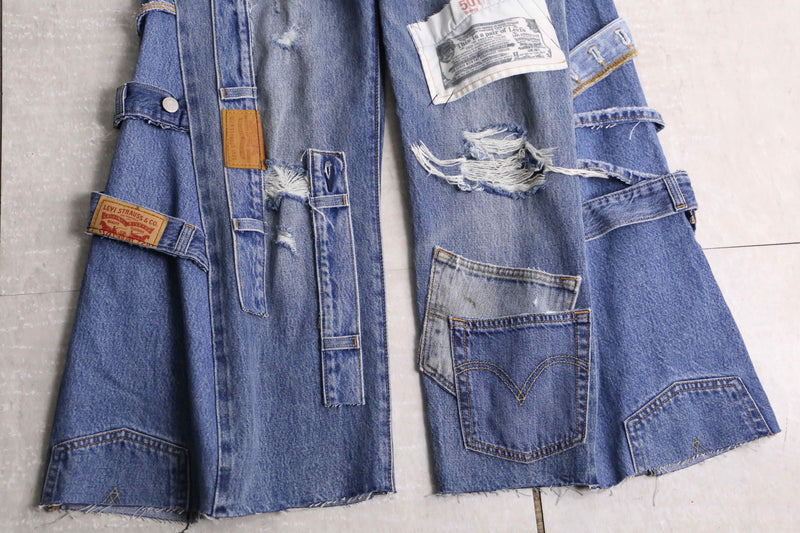 remake "再構築"  indigo color flare denim pants