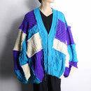 ''Re:make'' blue×purple patchwork cardigan