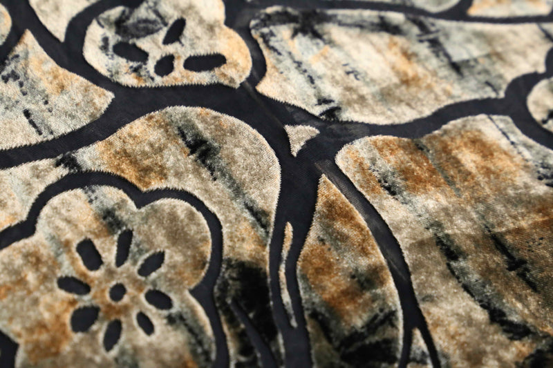botanical design rayon silk velour sheer shirt