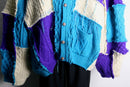 ''Re:make'' blue×purple patchwork cardigan