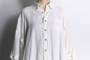 "Re:make" 3-docking white wide sleeve shirt