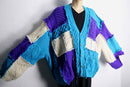 ''Re:make'' blue×purple patchwork cardigan