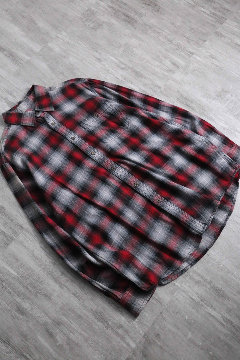 ombre check light flannel shirt