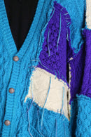 ''Re:make'' blue×purple patchwork cardigan