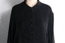black acetate blend oversized henley neck L/S tee