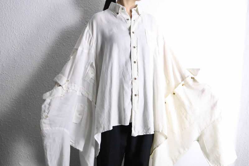 "Re:make" 3-docking white wide sleeve shirt