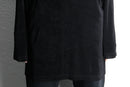 black acetate blend oversized henley neck L/S tee