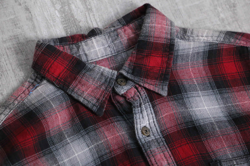 ombre check light flannel shirt