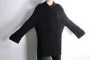 black acetate blend oversized henley neck L/S tee