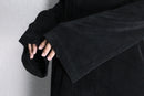 black acetate blend oversized henley neck L/S tee