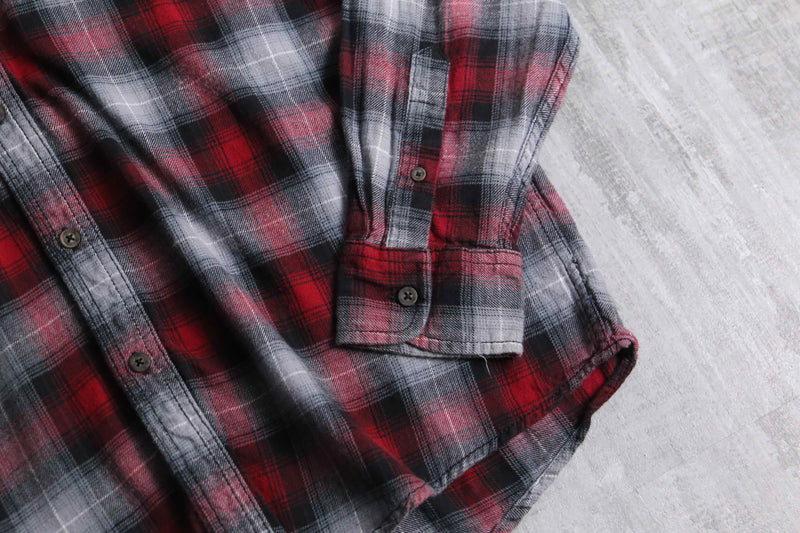 ombre check light flannel shirt