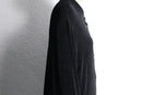 black acetate blend oversized henley neck L/S tee