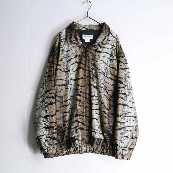 leopard design zip up light jacket