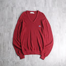 70's “IZOD LACOSTE” red orlon acryl V-neck knit sweater