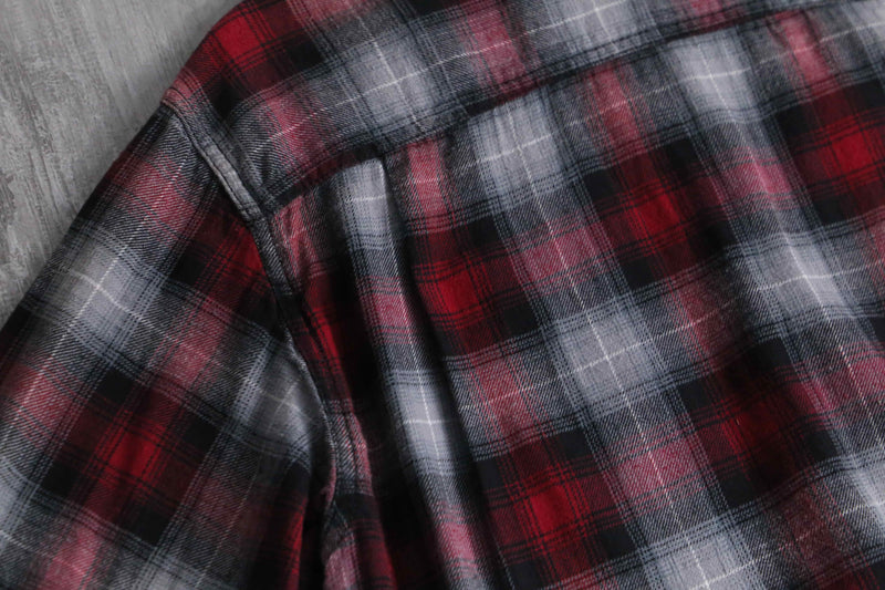 ombre check light flannel shirt