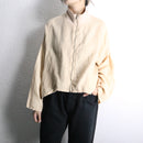 90's ivory linen curved hem short blouson