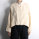 90's ivory linen curved hem short blouson