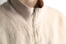 90's ivory linen curved hem short blouson