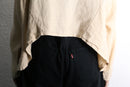 90's ivory linen curved hem short blouson