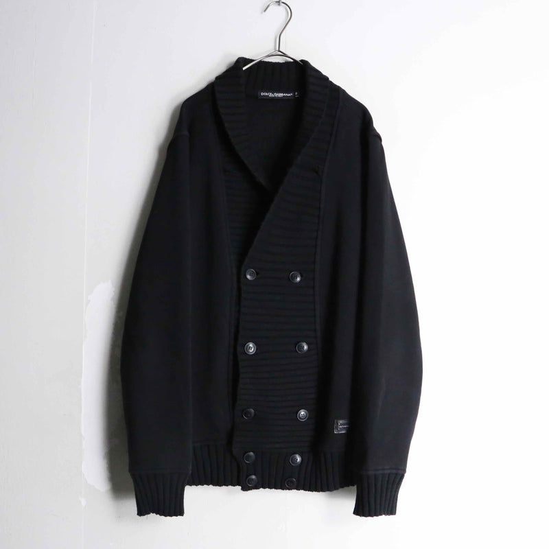 "DOLCE&GABBANA" black shawl color double knit cardigan