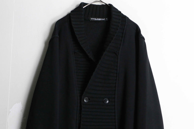 "DOLCE&GABBANA" black shawl color double knit cardigan