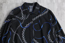 00's chain×ribbon design poly shirt