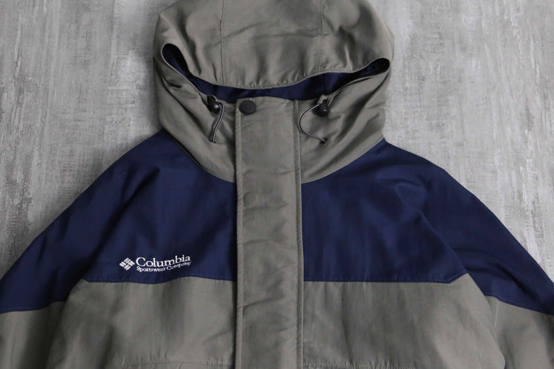 "Columbia" navy × khaki combi nylon jacket