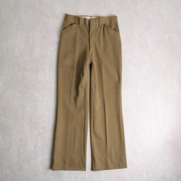 70's beige herringbone pattern flare dress pants
